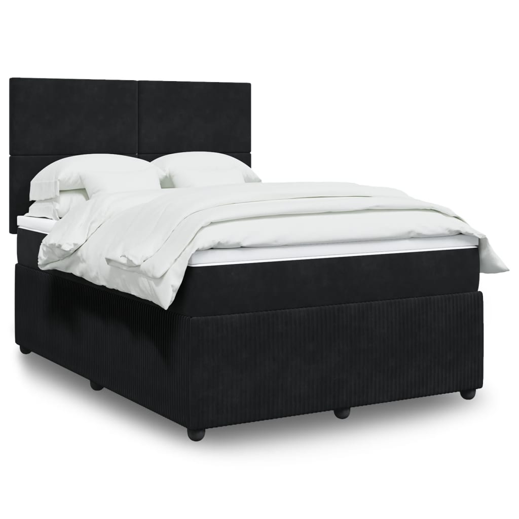 Boxspring met matras fluweel zwart 160x200 cm is nu te koop bij PeponiXL, paradijselijk wonen!