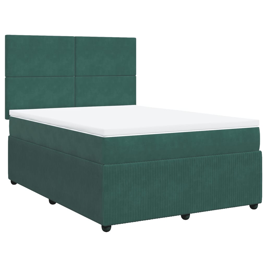 Boxspring met matras fluweel donkergroen 160x200 cm is nu te koop bij PeponiXL, paradijselijk wonen!