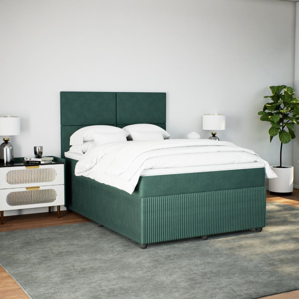 Boxspring met matras fluweel donkergroen 160x200 cm is nu te koop bij PeponiXL, paradijselijk wonen!
