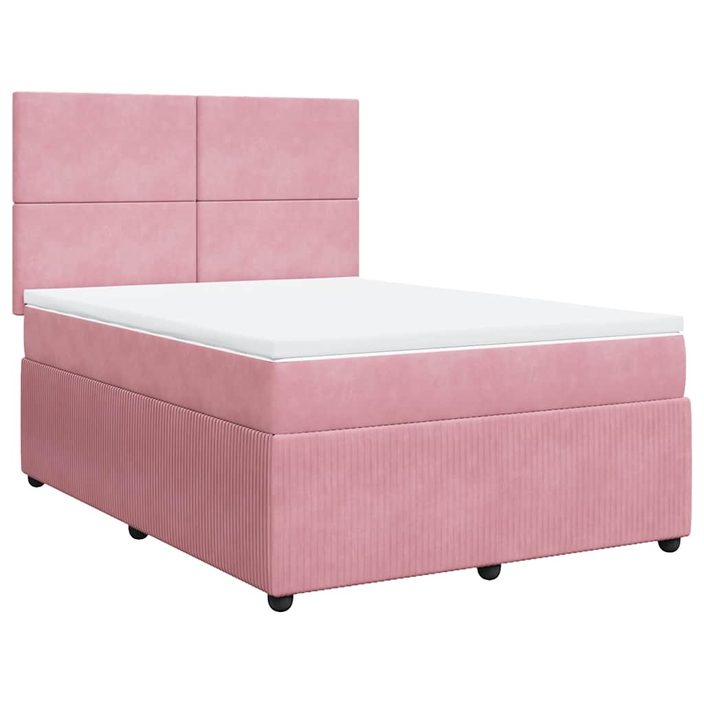 Boxspring met matras fluweel roze 160x200 cm is nu te koop bij PeponiXL, paradijselijk wonen!
