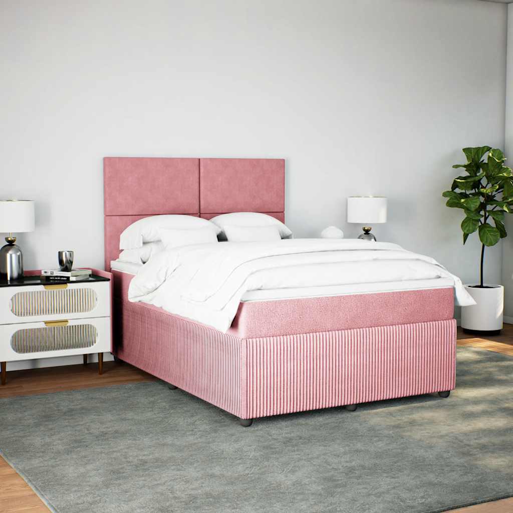 Boxspring met matras fluweel roze 160x200 cm is nu te koop bij PeponiXL, paradijselijk wonen!