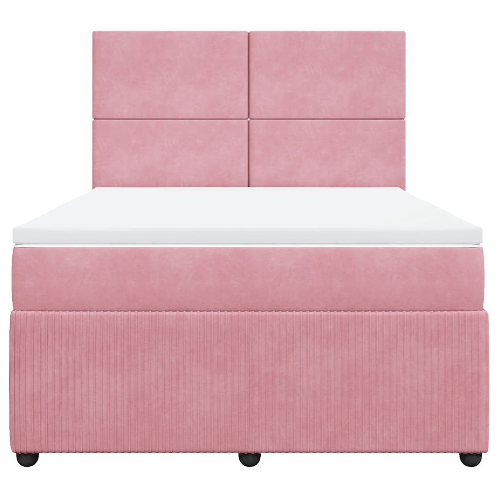Boxspring met matras fluweel roze 160x200 cm is nu te koop bij PeponiXL, paradijselijk wonen!