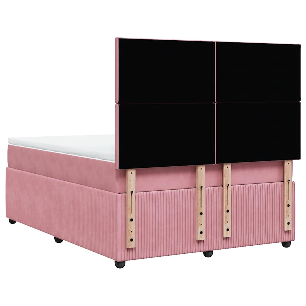 Boxspring met matras fluweel roze 160x200 cm is nu te koop bij PeponiXL, paradijselijk wonen!