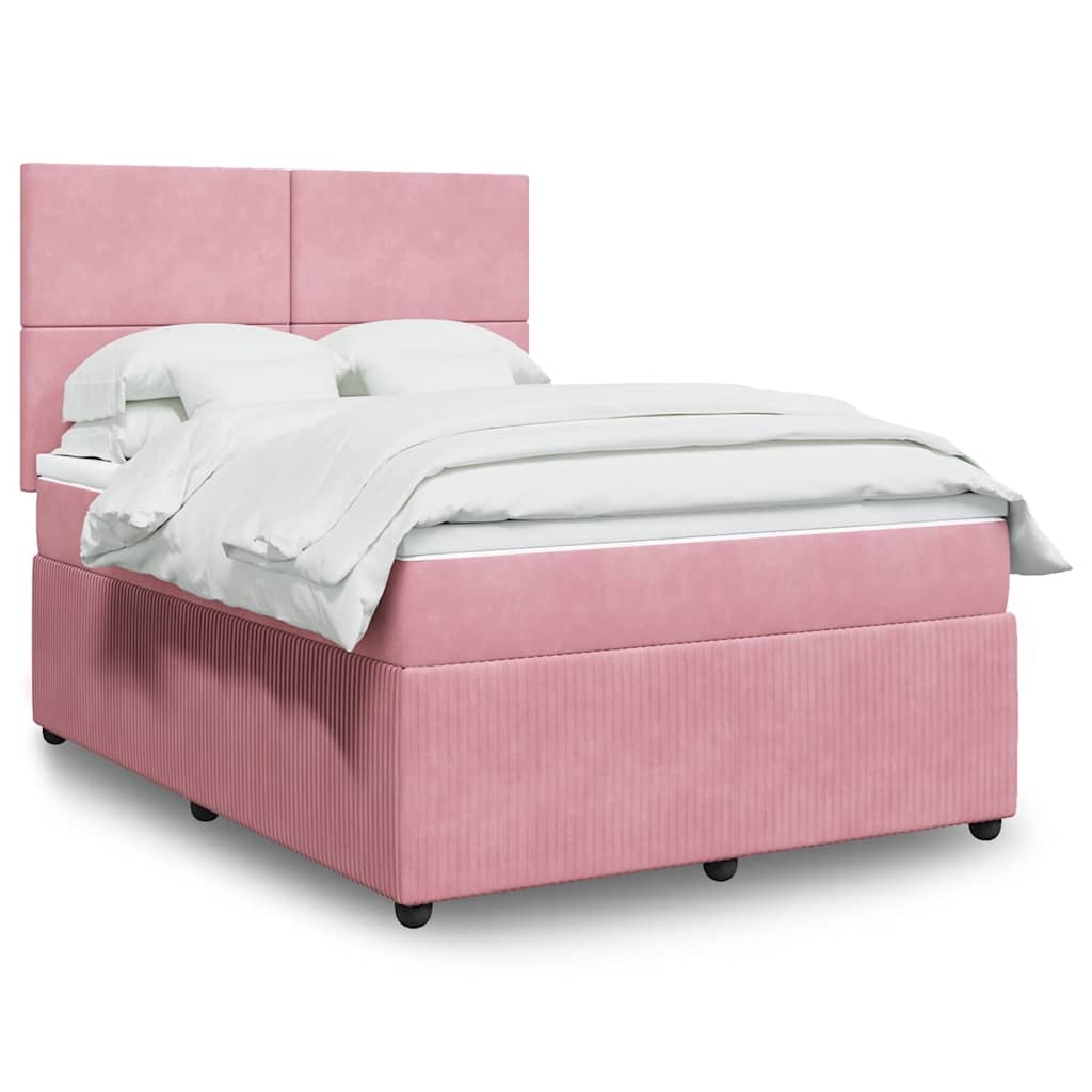 Boxspring met matras fluweel roze 160x200 cm is nu te koop bij PeponiXL, paradijselijk wonen!