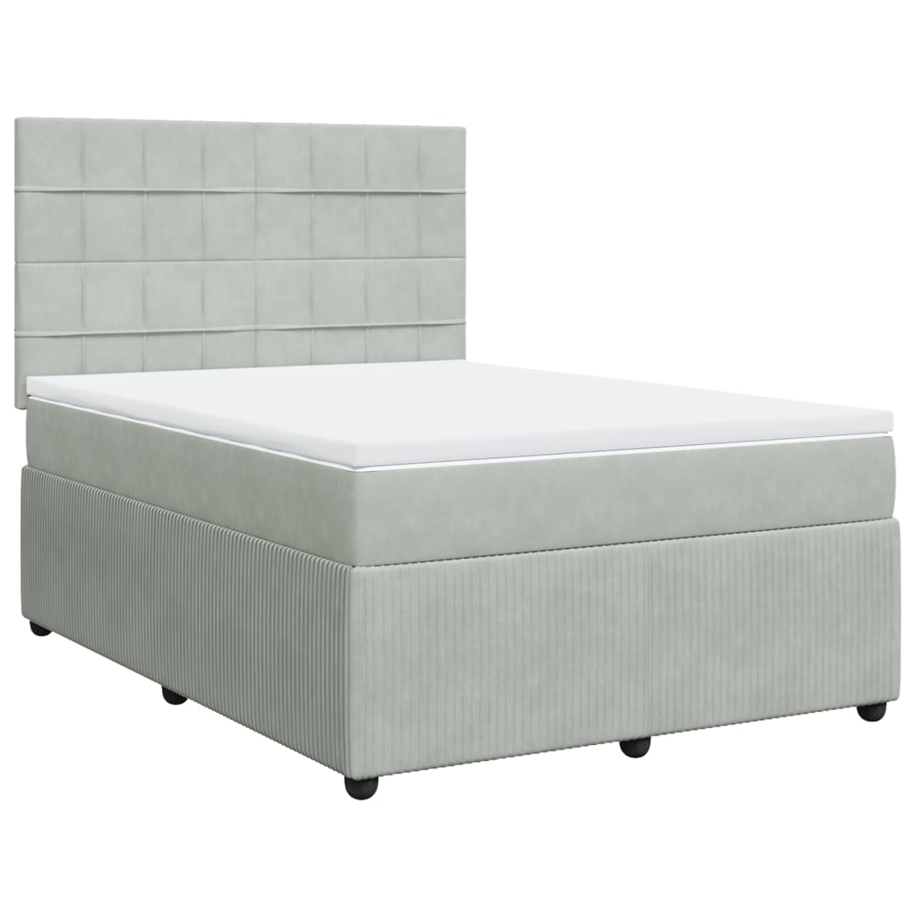 Boxspring met matras fluweel lichtgrijs 160x200 cm is nu te koop bij PeponiXL, paradijselijk wonen!
