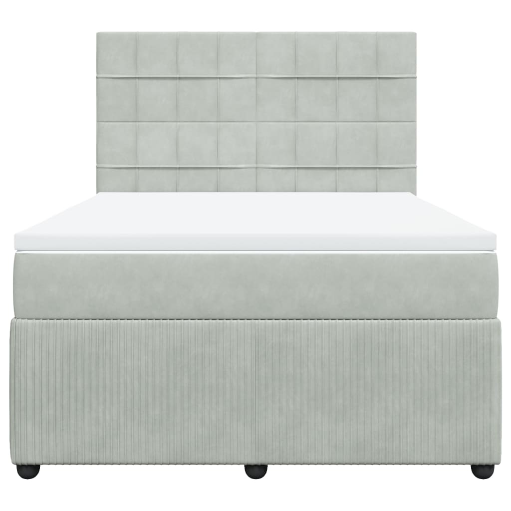 Boxspring met matras fluweel lichtgrijs 160x200 cm is nu te koop bij PeponiXL, paradijselijk wonen!