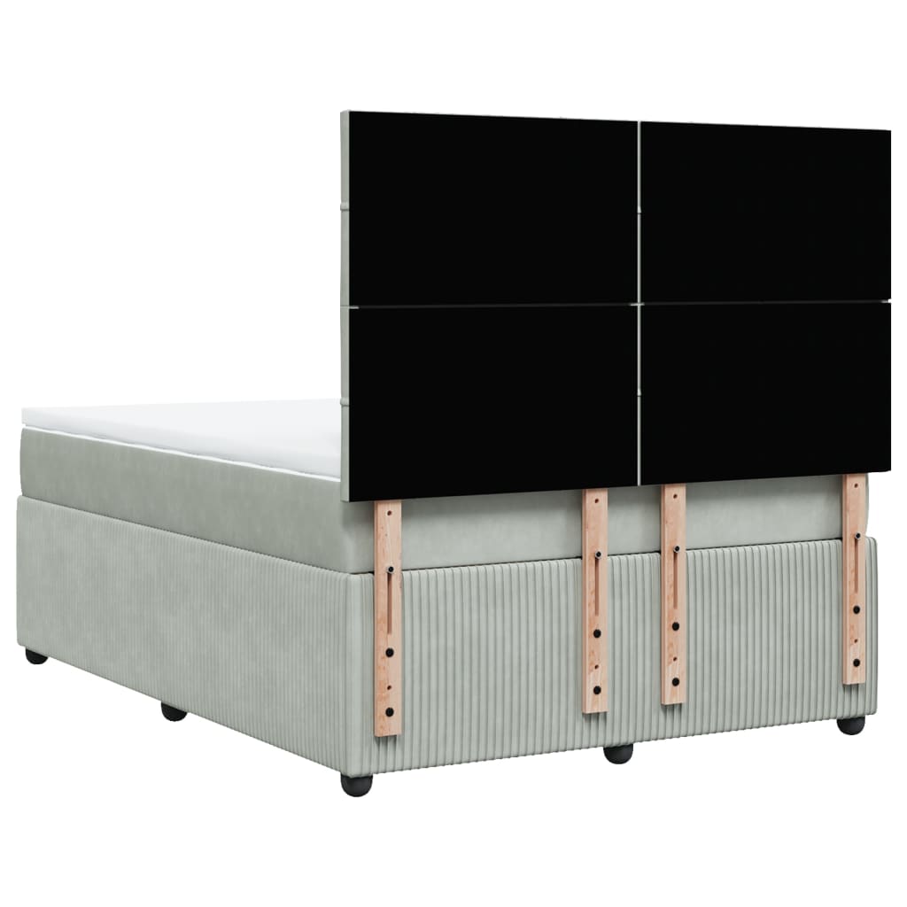 Boxspring met matras fluweel lichtgrijs 160x200 cm is nu te koop bij PeponiXL, paradijselijk wonen!