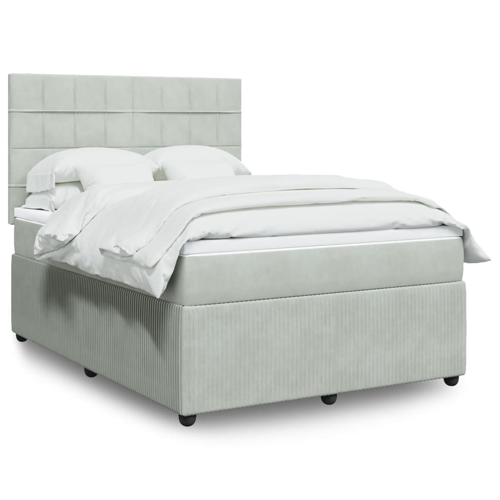 Boxspring met matras fluweel lichtgrijs 160x200 cm is nu te koop bij PeponiXL, paradijselijk wonen!