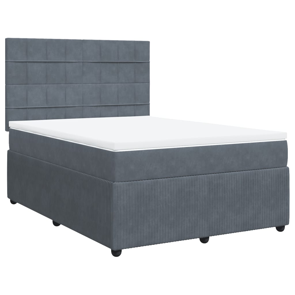 Boxspring met matras fluweel donkergrijs 160x200 cm is nu te koop bij PeponiXL, paradijselijk wonen!