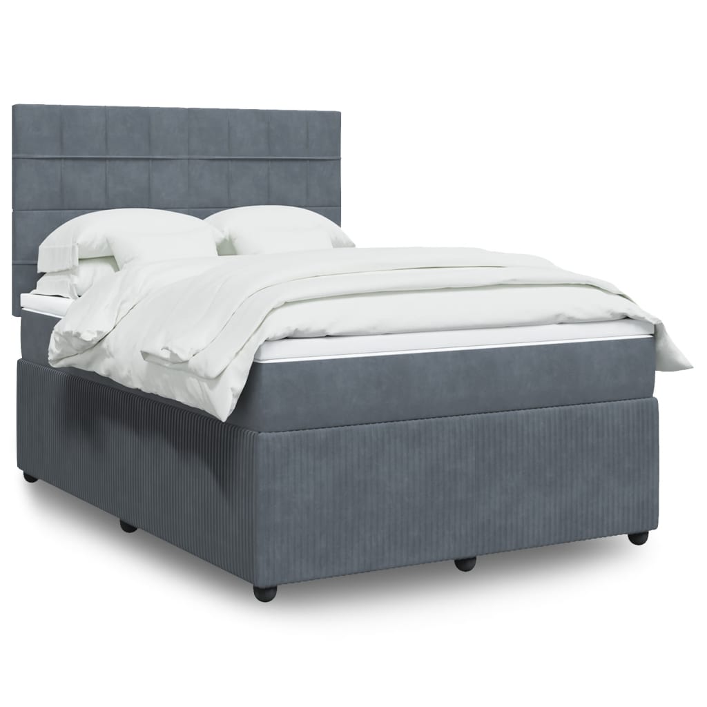 Boxspring met matras fluweel donkergrijs 160x200 cm is nu te koop bij PeponiXL, paradijselijk wonen!