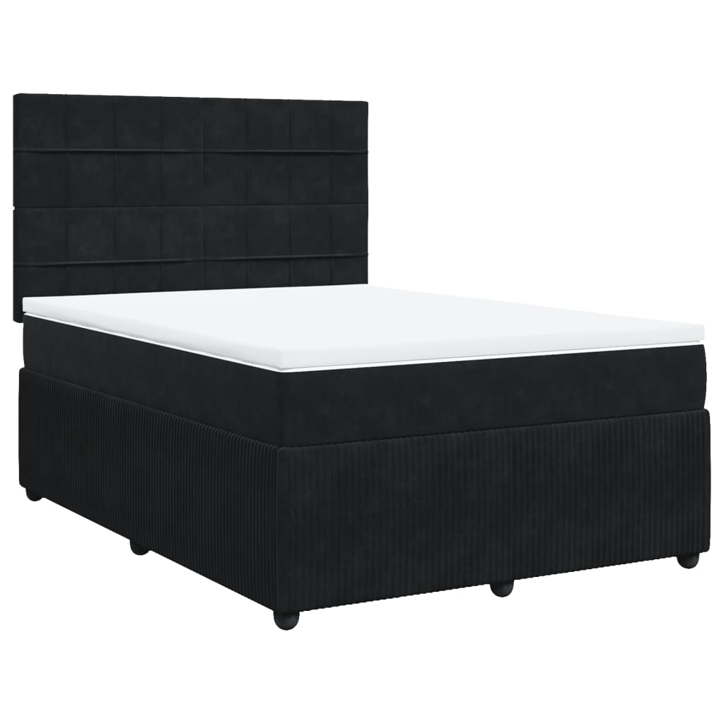 Boxspring met matras fluweel zwart 160x200 cm is nu te koop bij PeponiXL, paradijselijk wonen!