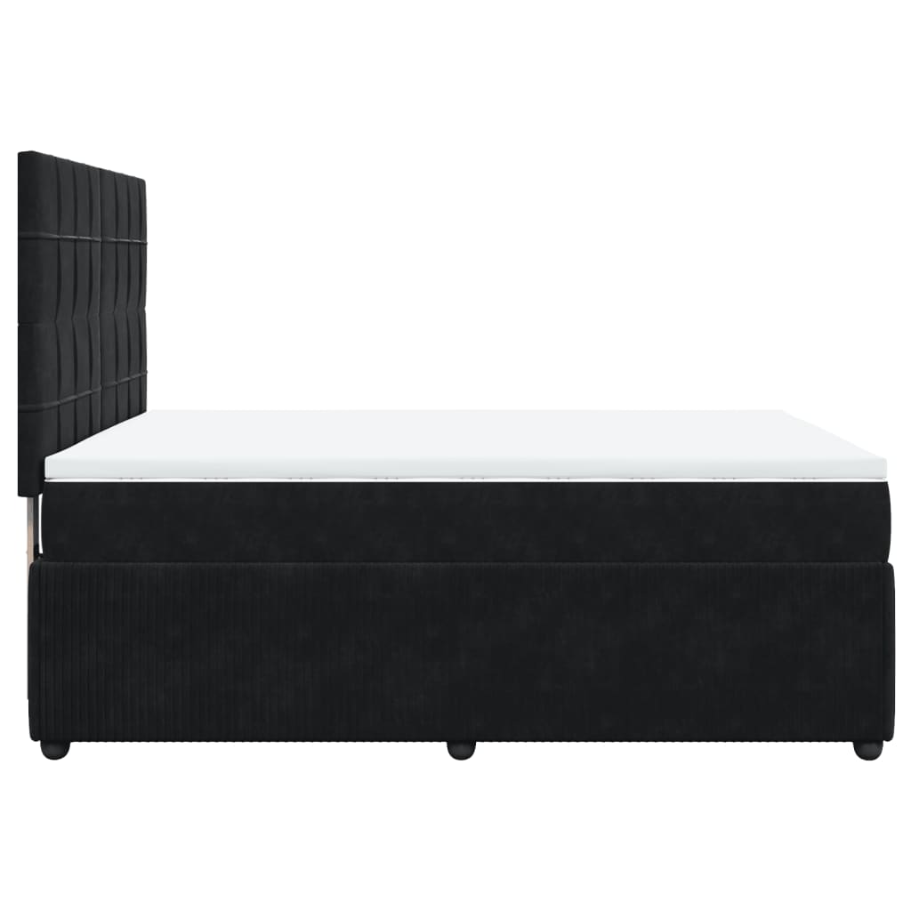 Boxspring met matras fluweel zwart 160x200 cm is nu te koop bij PeponiXL, paradijselijk wonen!