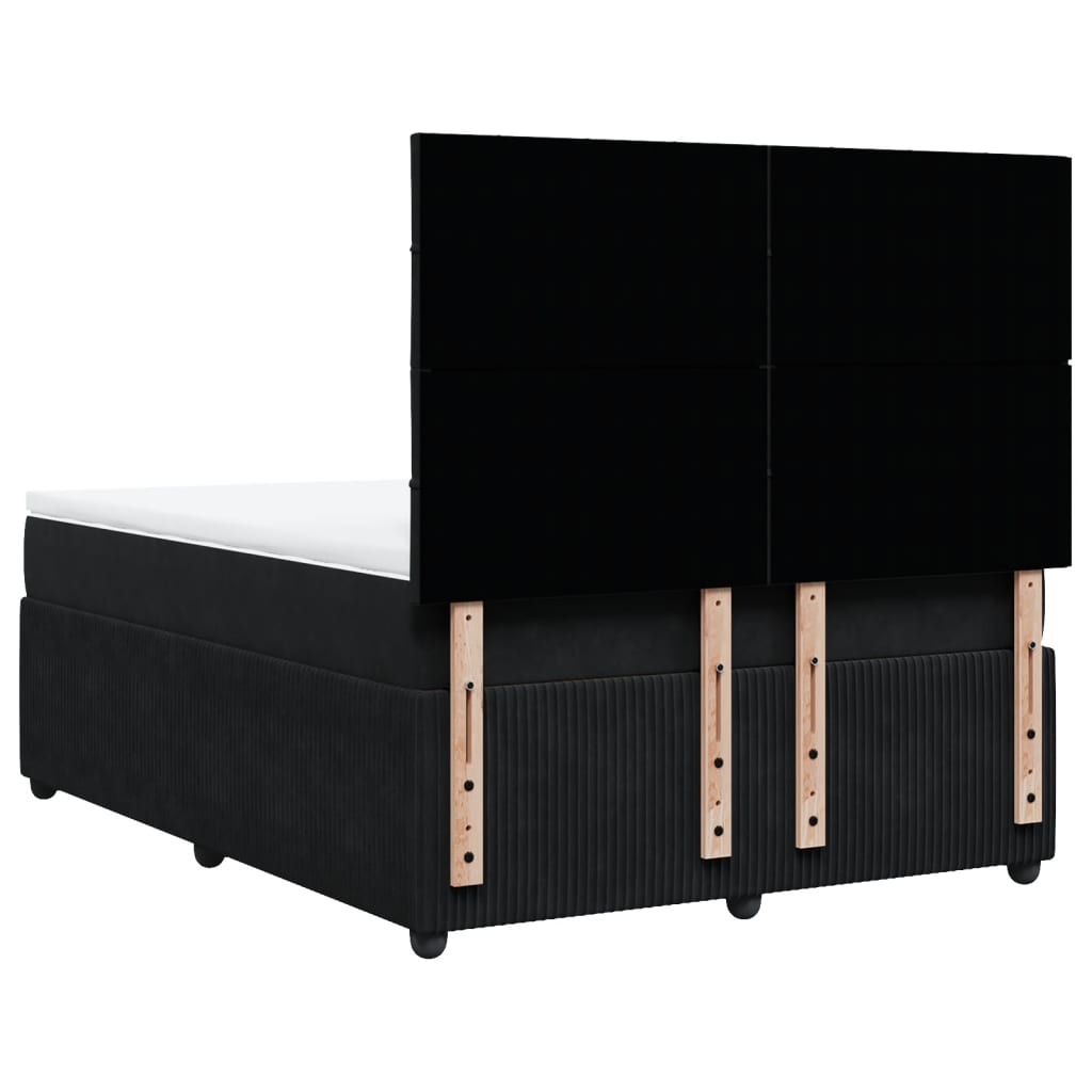 Boxspring met matras fluweel zwart 160x200 cm is nu te koop bij PeponiXL, paradijselijk wonen!