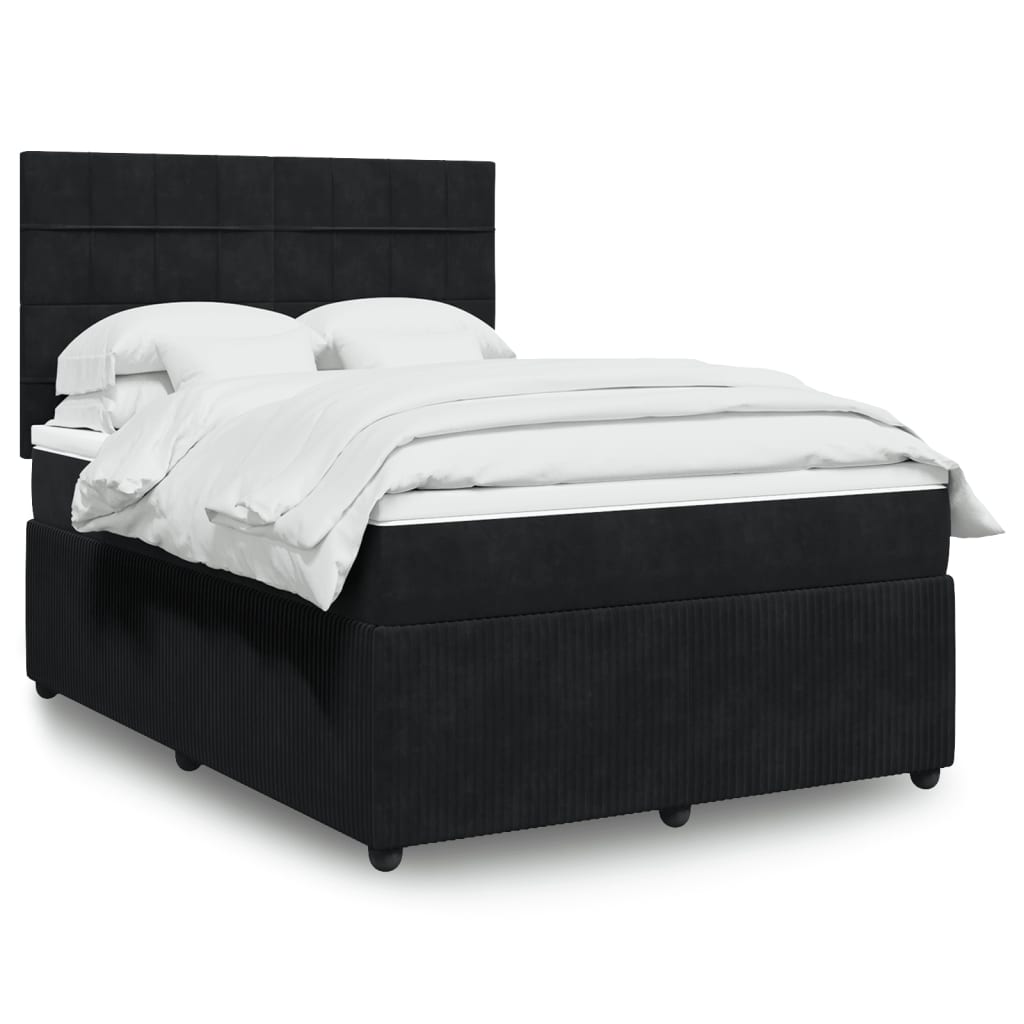 Boxspring met matras fluweel zwart 160x200 cm is nu te koop bij PeponiXL, paradijselijk wonen!