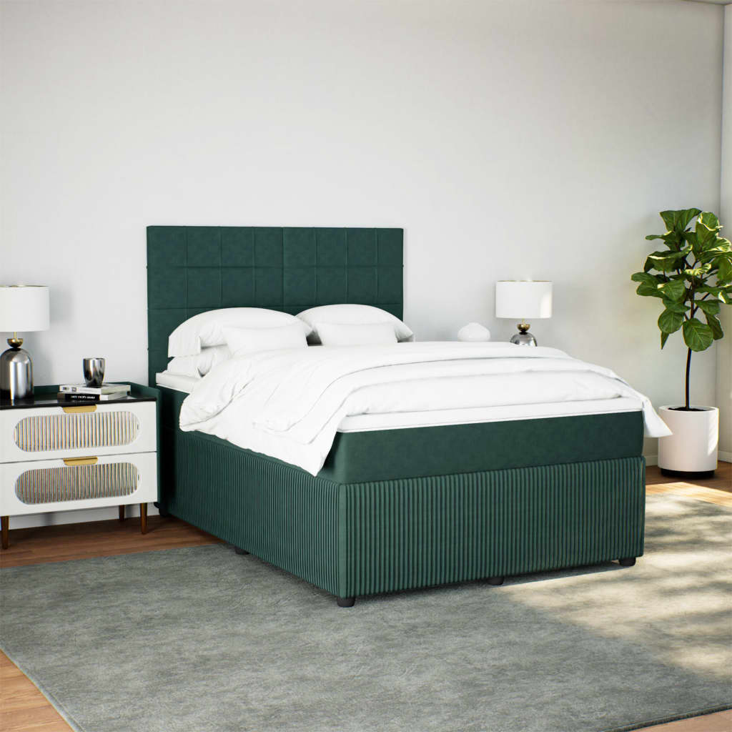 Boxspring met matras fluweel donkergroen 160x200 cm is nu te koop bij PeponiXL, paradijselijk wonen!