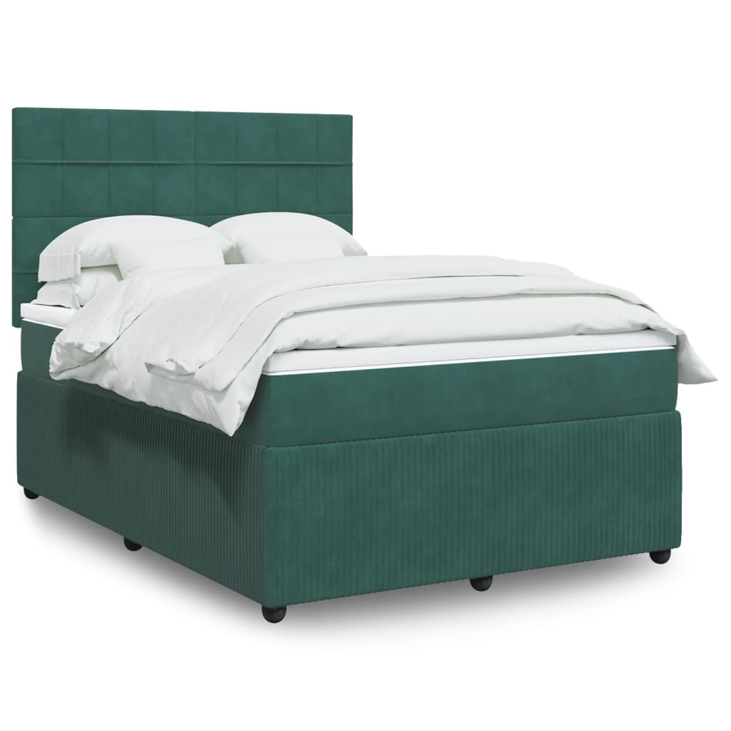 Boxspring met matras fluweel donkergroen 160x200 cm is nu te koop bij PeponiXL, paradijselijk wonen!