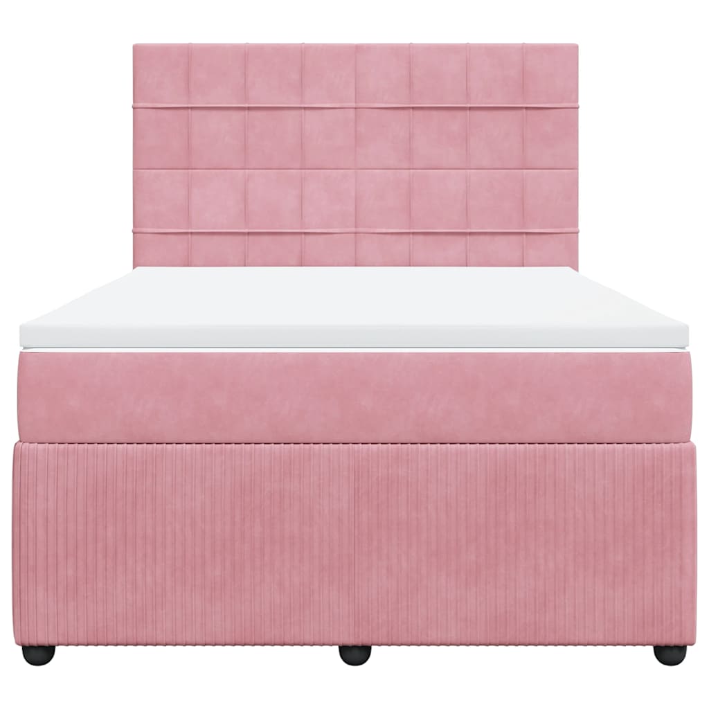 Boxspring met matras fluweel roze 160x200 cm is nu te koop bij PeponiXL, paradijselijk wonen!