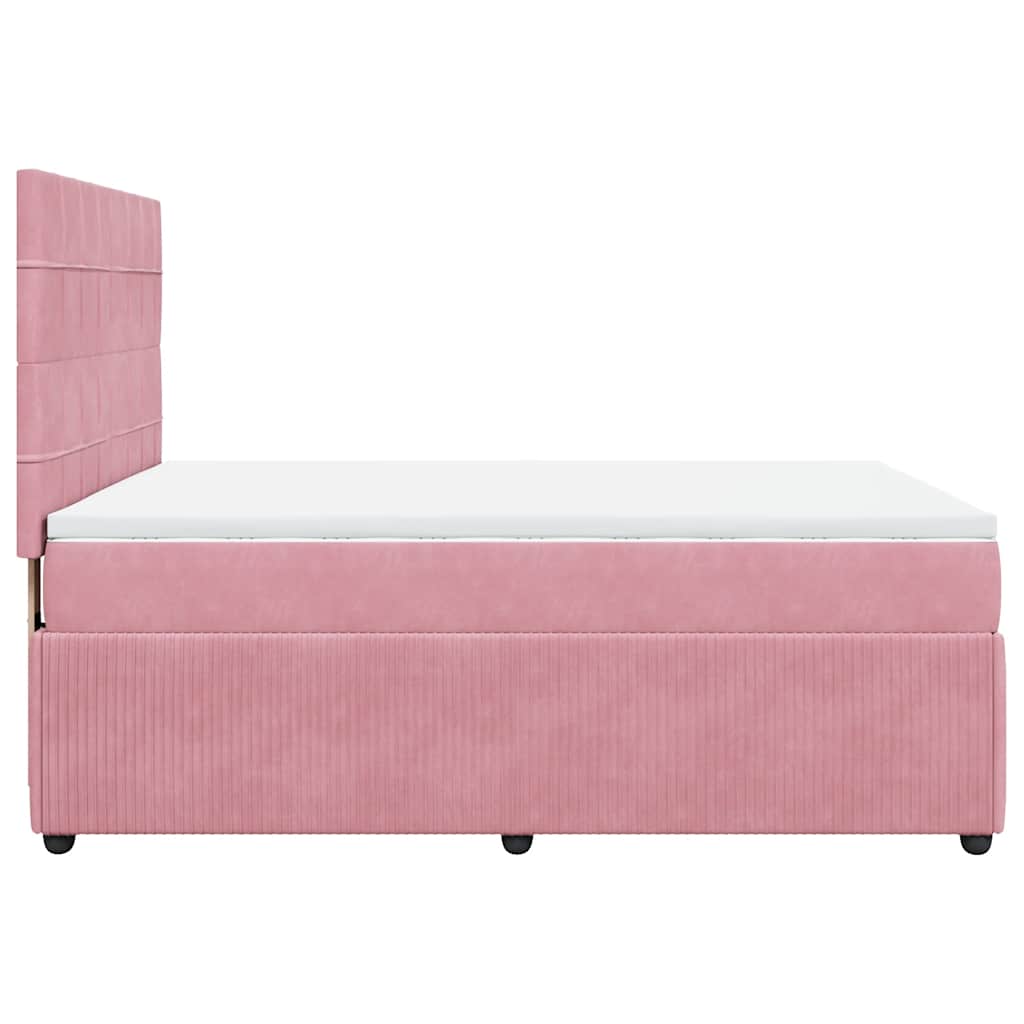 Boxspring met matras fluweel roze 160x200 cm is nu te koop bij PeponiXL, paradijselijk wonen!