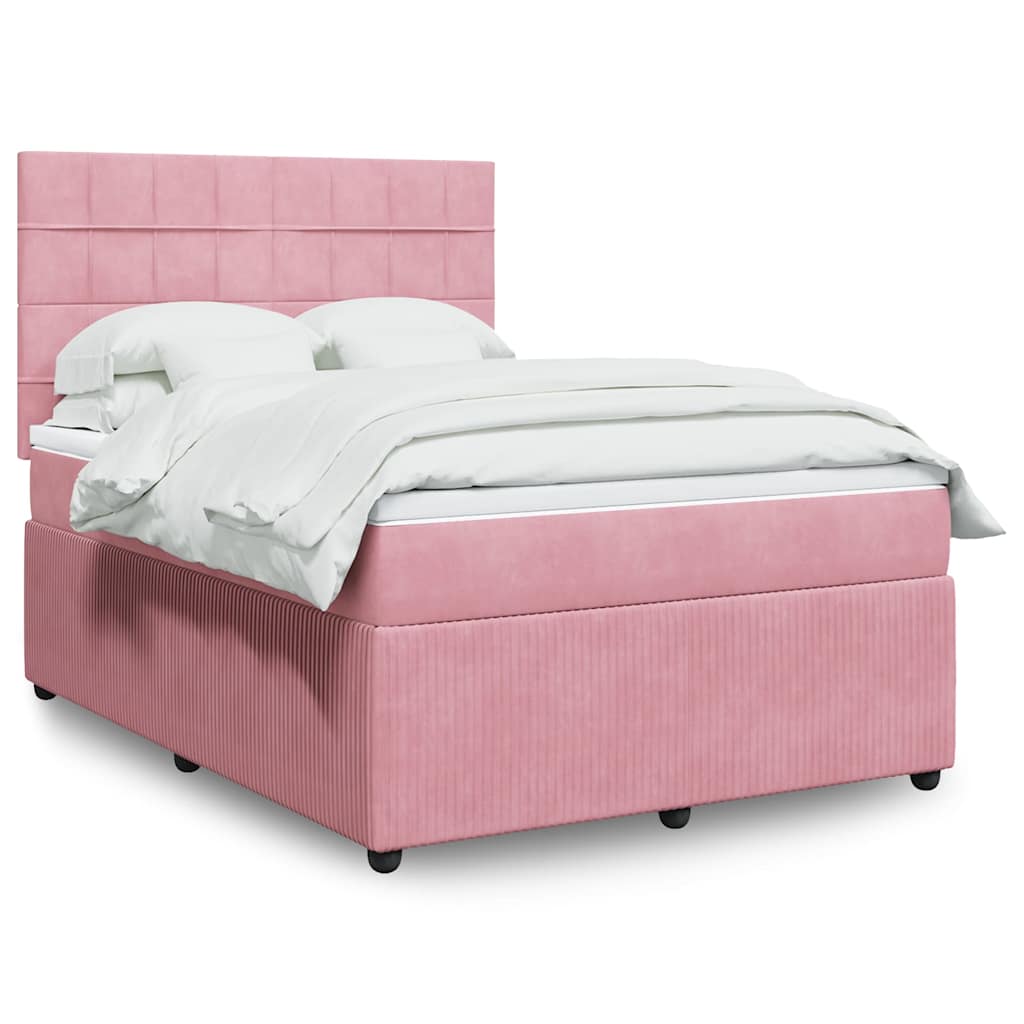 Boxspring met matras fluweel roze 160x200 cm is nu te koop bij PeponiXL, paradijselijk wonen!