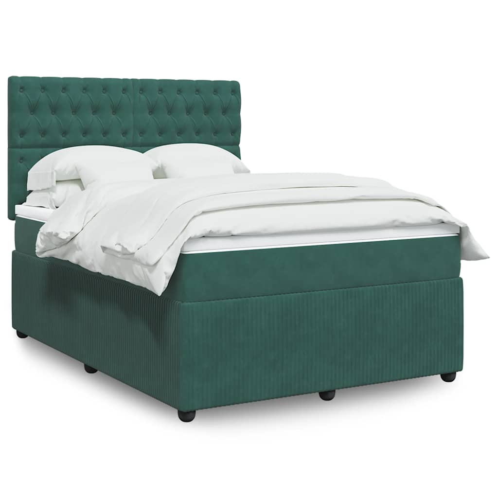 Boxspring met matras fluweel donkergroen 160x200 cm is nu te koop bij PeponiXL, paradijselijk wonen!