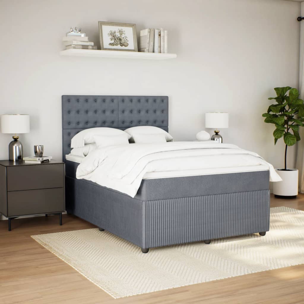 Boxspring met matras fluweel donkergrijs 160x200 cm is nu te koop bij PeponiXL, paradijselijk wonen!