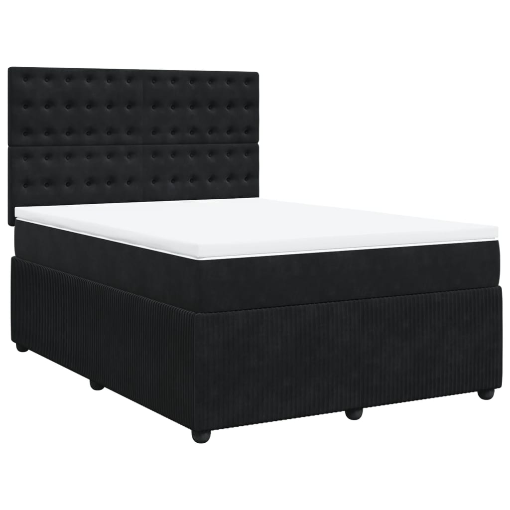 Boxspring met matras fluweel zwart 160x200 cm is nu te koop bij PeponiXL, paradijselijk wonen!