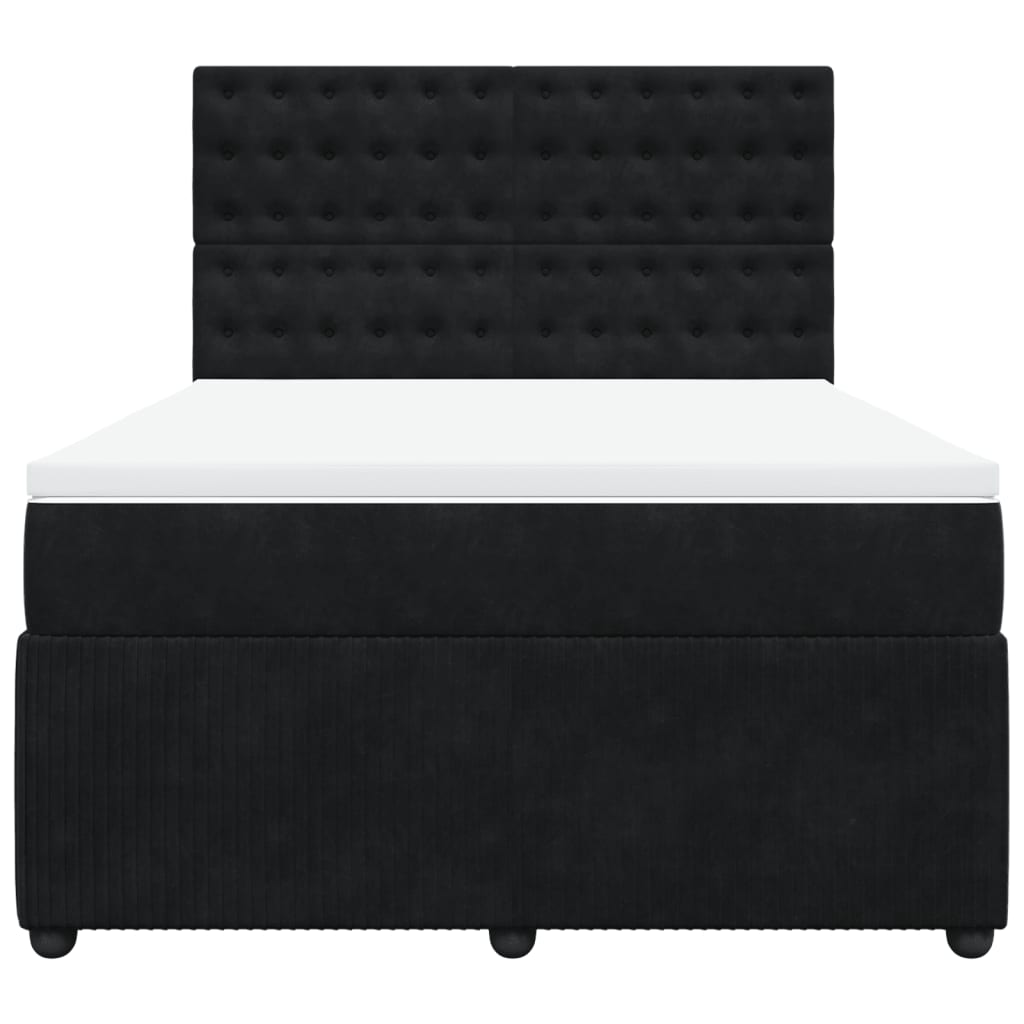 Boxspring met matras fluweel zwart 160x200 cm is nu te koop bij PeponiXL, paradijselijk wonen!