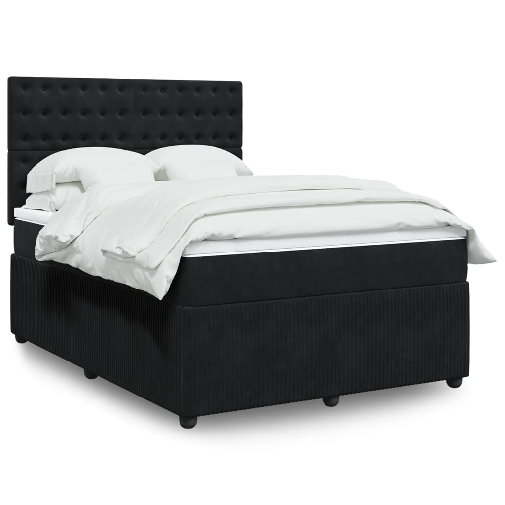 Boxspring met matras fluweel zwart 160x200 cm is nu te koop bij PeponiXL, paradijselijk wonen!