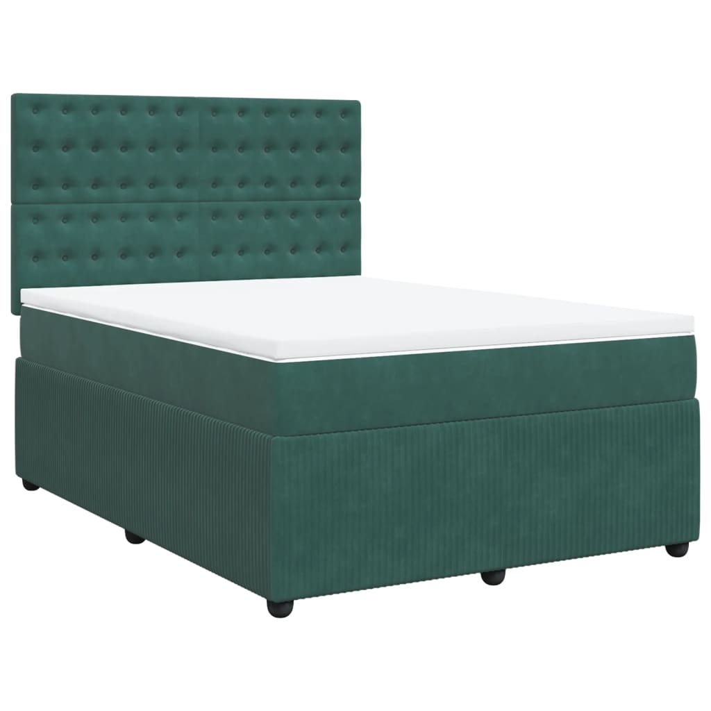 Boxspring met matras fluweel donkergroen 160x200 cm is nu te koop bij PeponiXL, paradijselijk wonen!