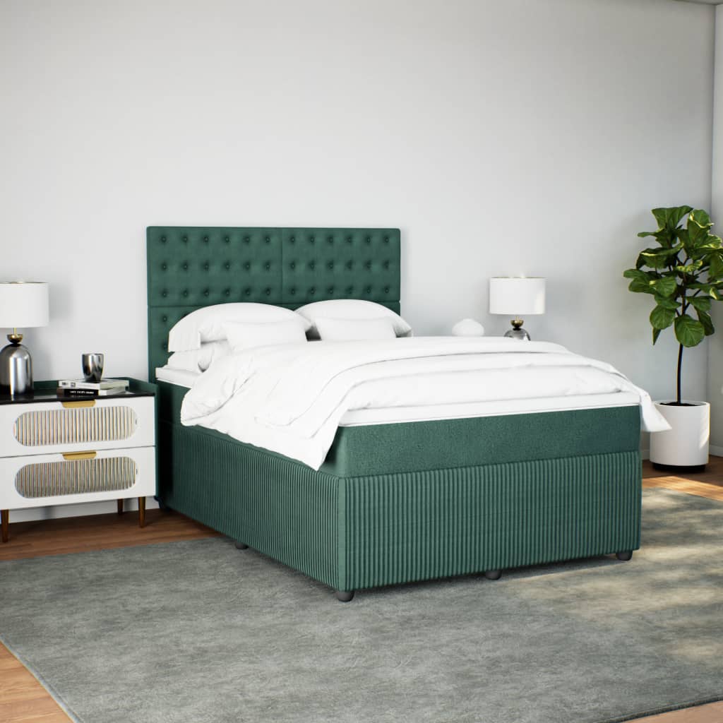 Boxspring met matras fluweel donkergroen 160x200 cm is nu te koop bij PeponiXL, paradijselijk wonen!