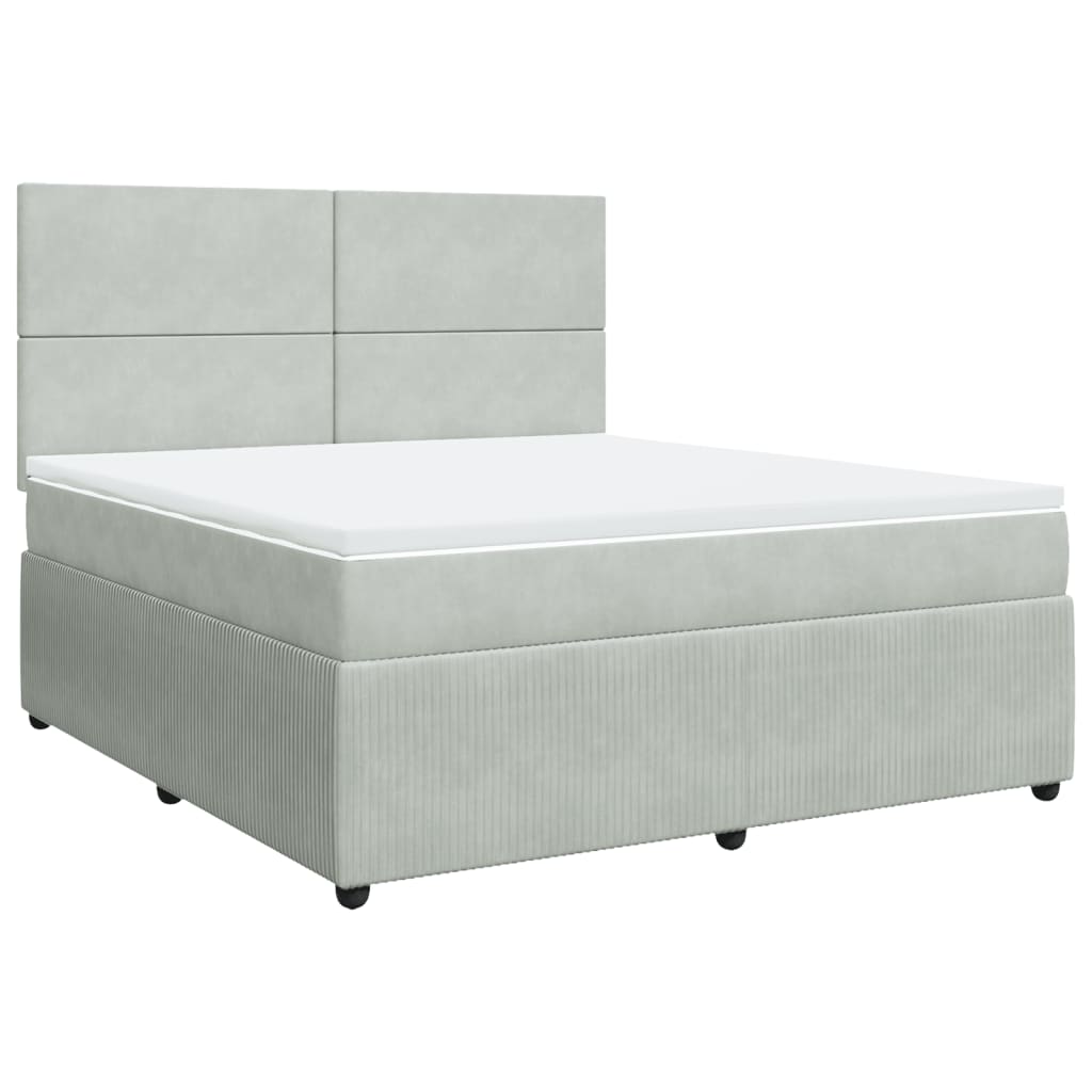 Boxspring met matras fluweel lichtgrijs 180x200 cm is nu te koop bij PeponiXL, paradijselijk wonen!