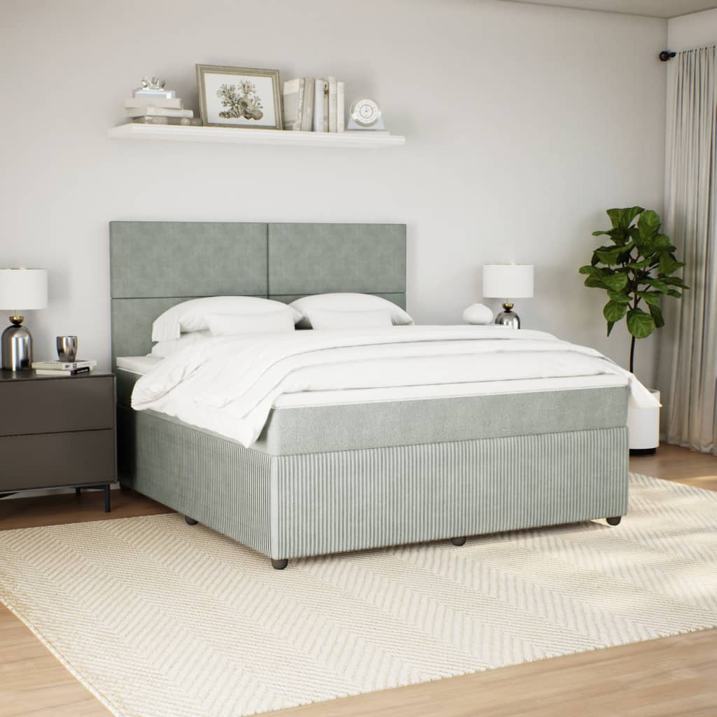 Boxspring met matras fluweel lichtgrijs 180x200 cm is nu te koop bij PeponiXL, paradijselijk wonen!