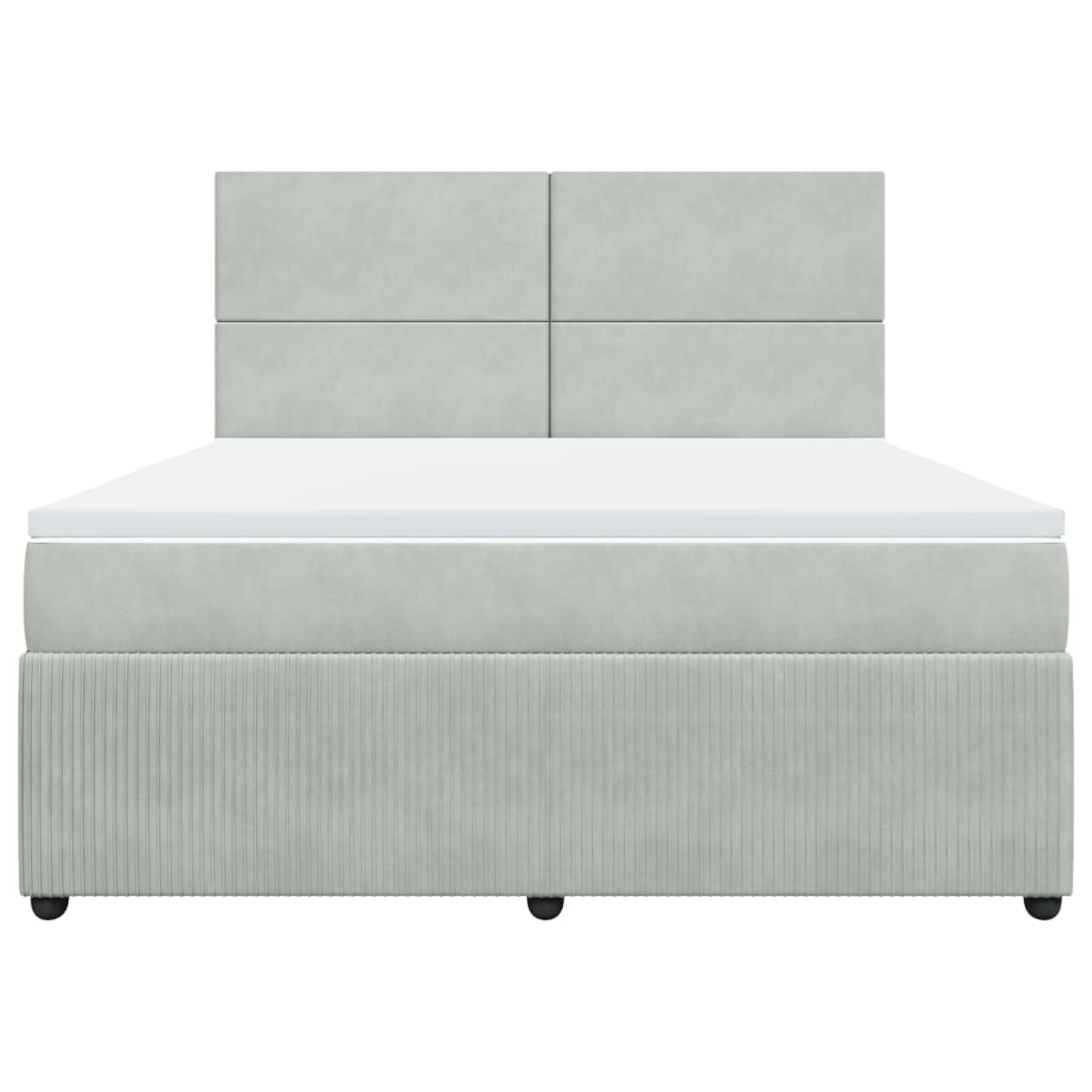 Boxspring met matras fluweel lichtgrijs 180x200 cm is nu te koop bij PeponiXL, paradijselijk wonen!