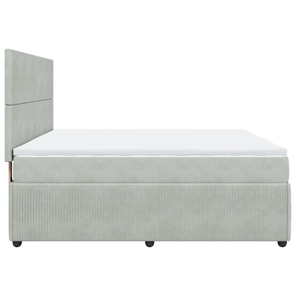 Boxspring met matras fluweel lichtgrijs 180x200 cm is nu te koop bij PeponiXL, paradijselijk wonen!