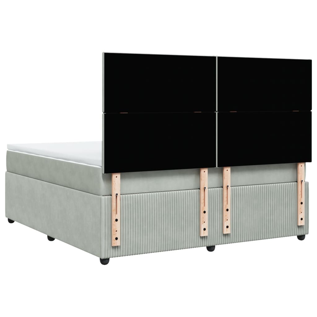 Boxspring met matras fluweel lichtgrijs 180x200 cm is nu te koop bij PeponiXL, paradijselijk wonen!