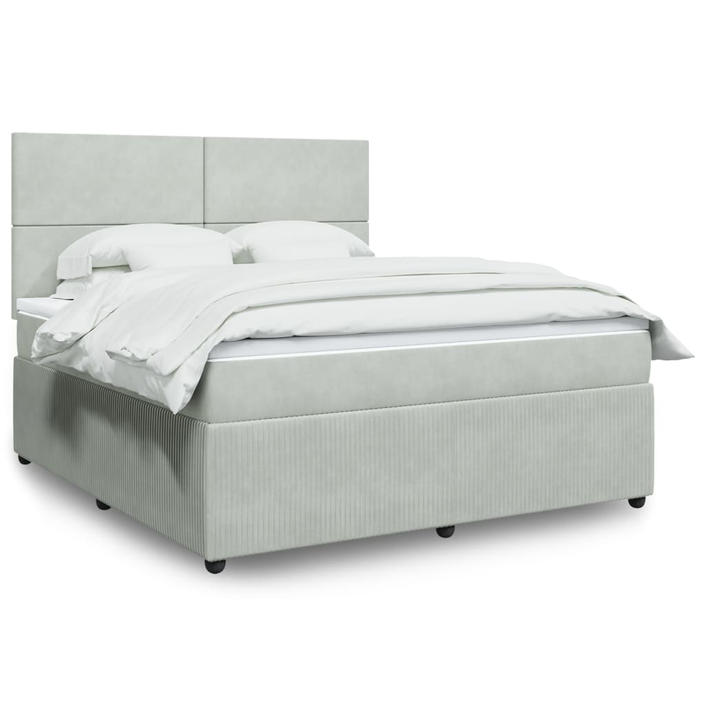 Boxspring met matras fluweel lichtgrijs 180x200 cm is nu te koop bij PeponiXL, paradijselijk wonen!