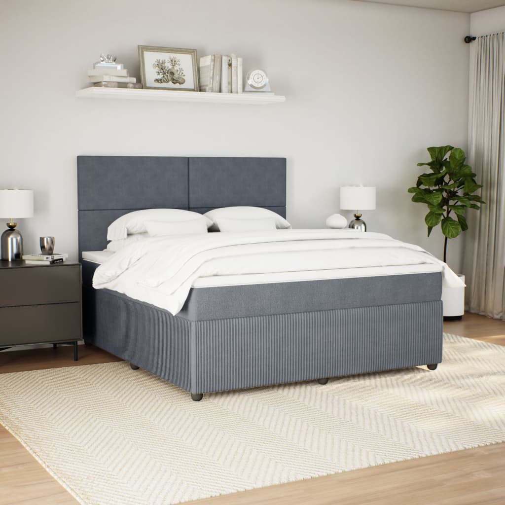 Boxspring met matras fluweel donkergrijs 180x200 cm is nu te koop bij PeponiXL, paradijselijk wonen!
