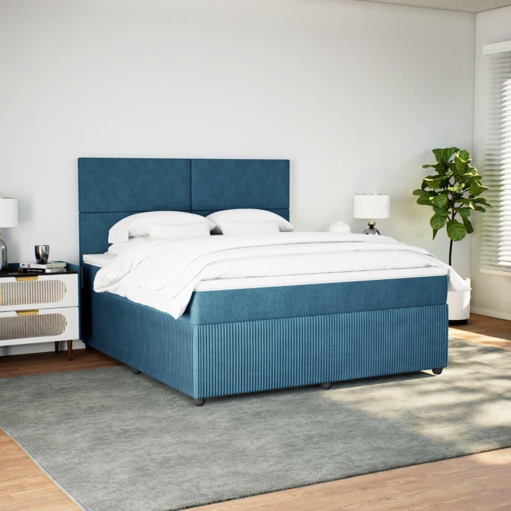 Boxspring met matras fluweel donkerblauw 180x200 cm is nu te koop bij PeponiXL, paradijselijk wonen!