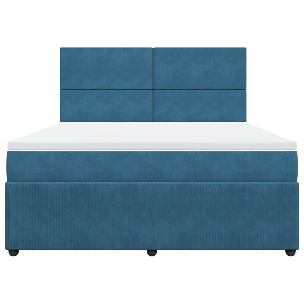 Boxspring met matras fluweel donkerblauw 180x200 cm is nu te koop bij PeponiXL, paradijselijk wonen!