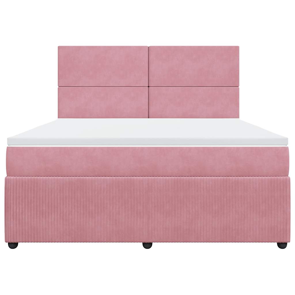 Boxspring met matras fluweel roze 180x200 cm is nu te koop bij PeponiXL, paradijselijk wonen!
