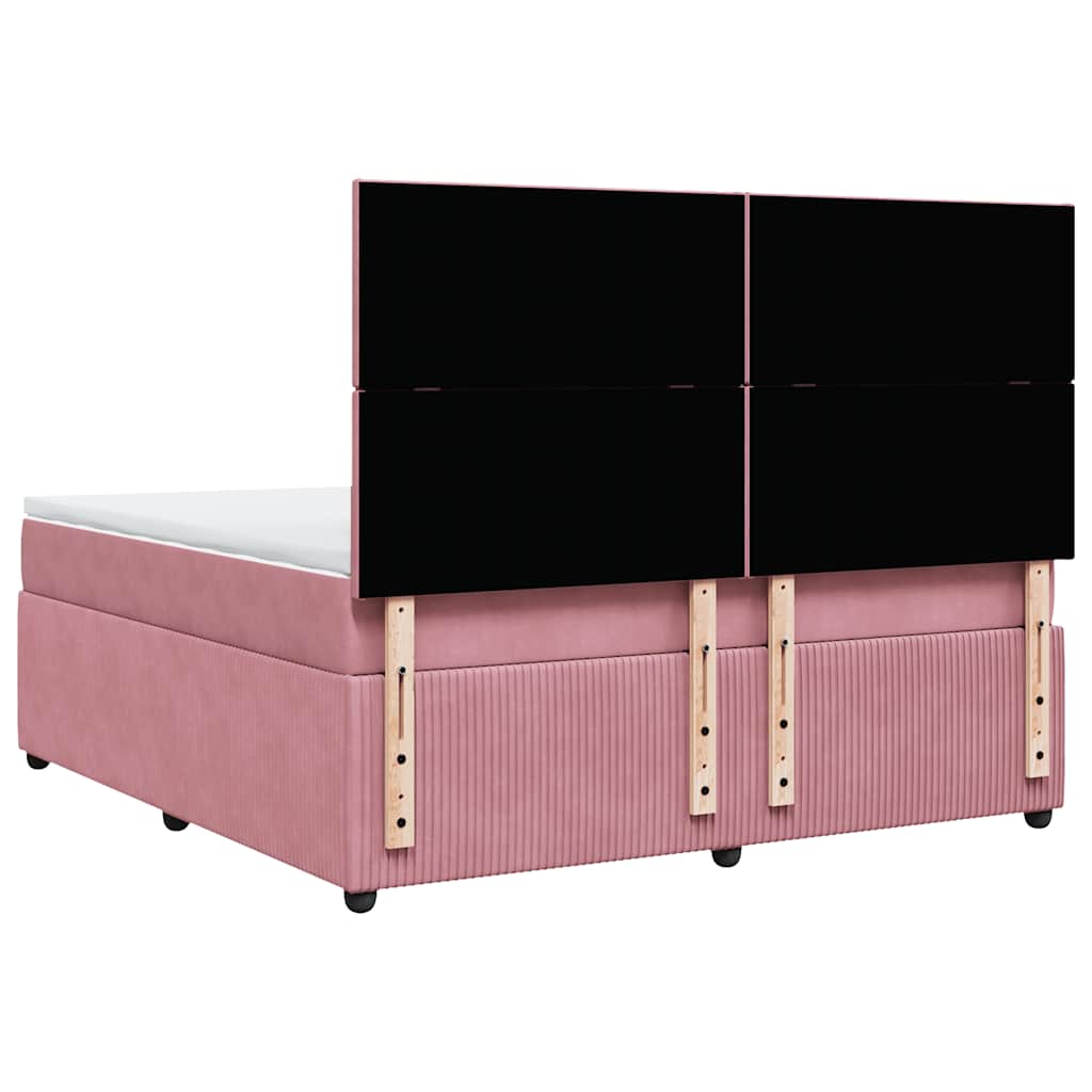 Boxspring met matras fluweel roze 180x200 cm is nu te koop bij PeponiXL, paradijselijk wonen!