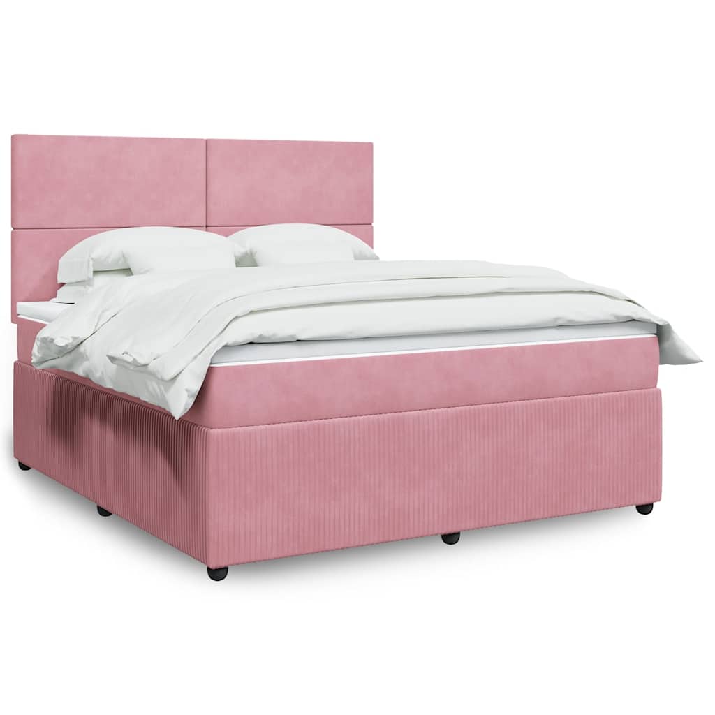 Boxspring met matras fluweel roze 180x200 cm is nu te koop bij PeponiXL, paradijselijk wonen!