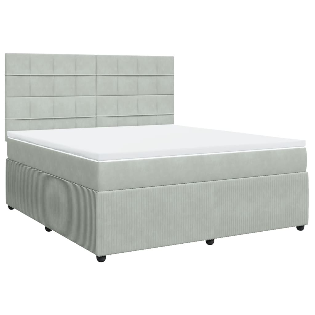 Boxspring met matras fluweel lichtgrijs 180x200 cm is nu te koop bij PeponiXL, paradijselijk wonen!