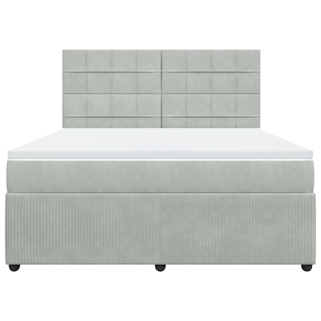 Boxspring met matras fluweel lichtgrijs 180x200 cm is nu te koop bij PeponiXL, paradijselijk wonen!