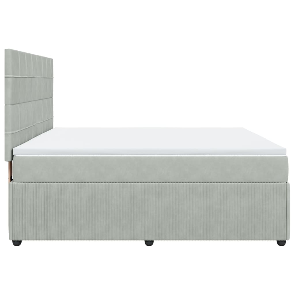 Boxspring met matras fluweel lichtgrijs 180x200 cm is nu te koop bij PeponiXL, paradijselijk wonen!