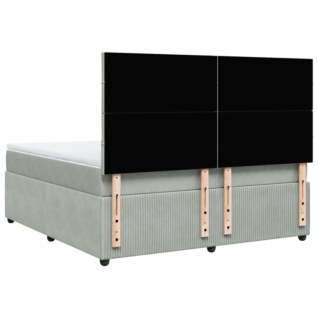 Boxspring met matras fluweel lichtgrijs 180x200 cm is nu te koop bij PeponiXL, paradijselijk wonen!