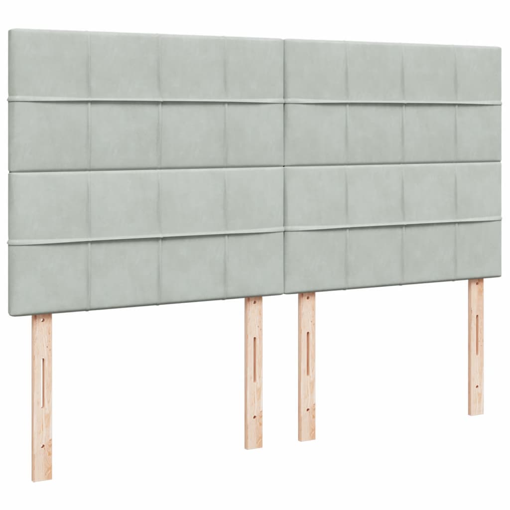 Boxspring met matras fluweel lichtgrijs 180x200 cm is nu te koop bij PeponiXL, paradijselijk wonen!