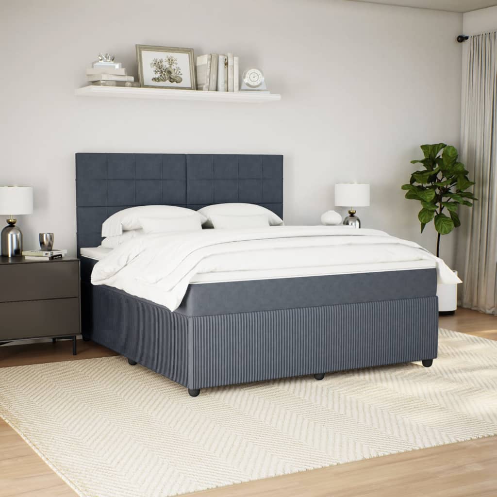 Boxspring met matras fluweel donkergrijs 180x200 cm is nu te koop bij PeponiXL, paradijselijk wonen!