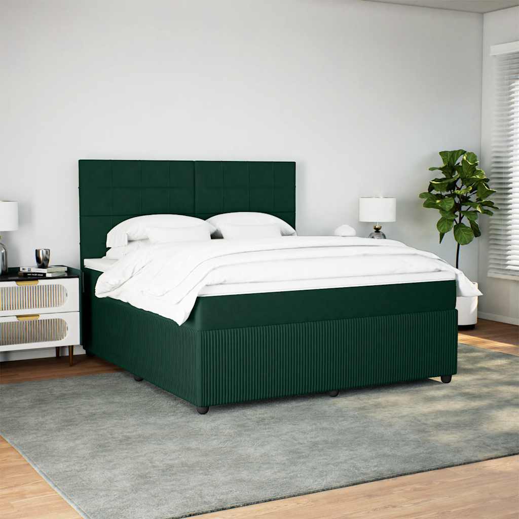 Boxspring met matras fluweel donkergroen 180x200 cm is nu te koop bij PeponiXL, paradijselijk wonen!