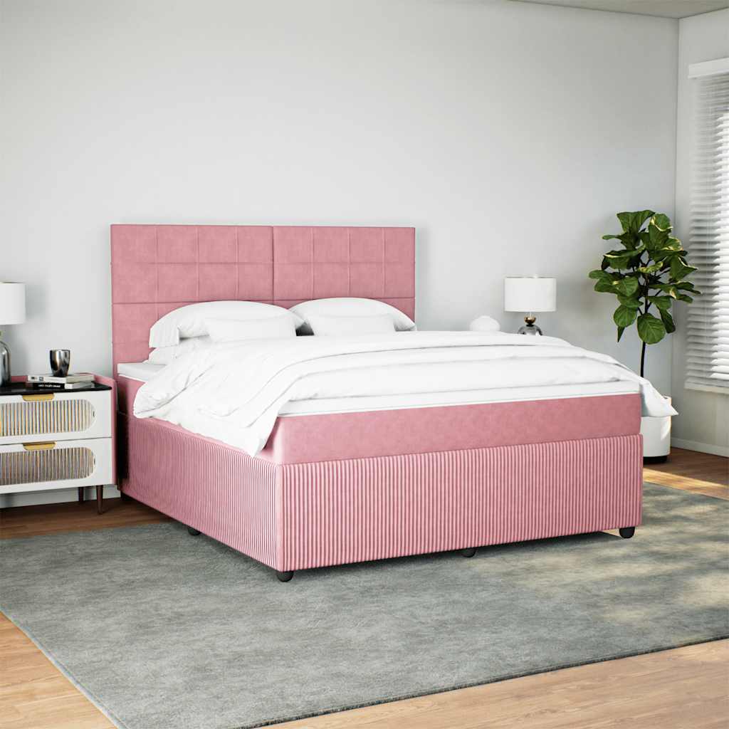 Boxspring met matras fluweel roze 180x200 cm is nu te koop bij PeponiXL, paradijselijk wonen!